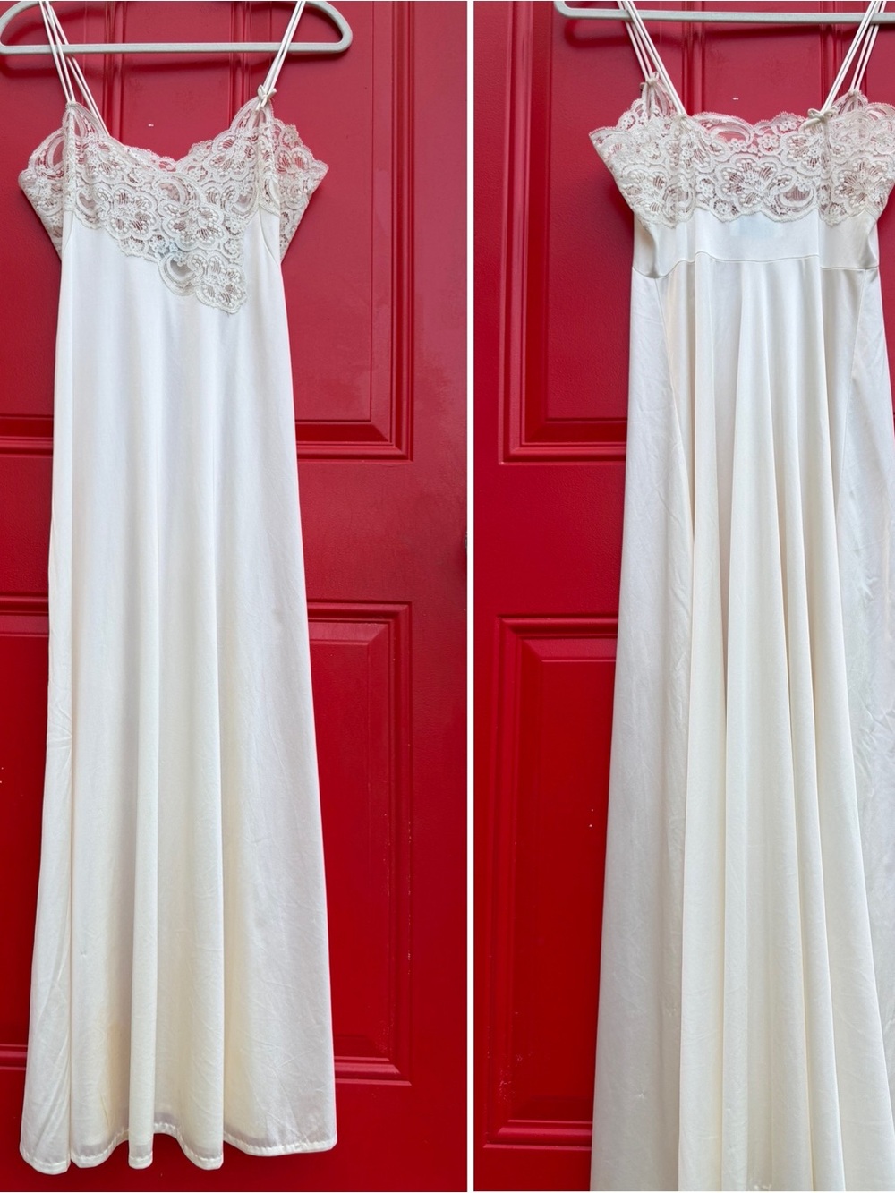 Lily of France Ivory Lace Trim Long Slip Gown